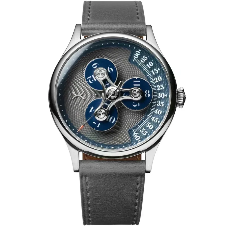 Triptych II Automatic Wandering Hour Slate Blue | Xeric.com