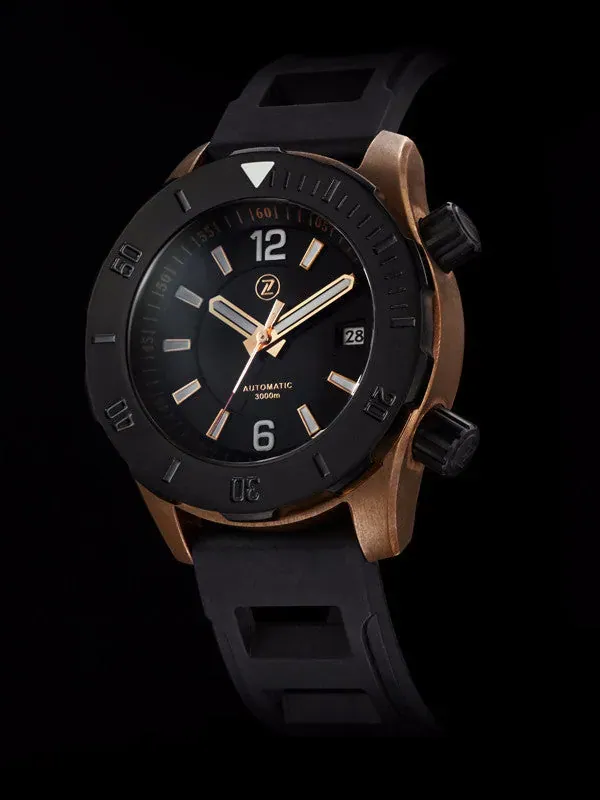 Abyss 3000m Bronze : DLC bezel Black dial