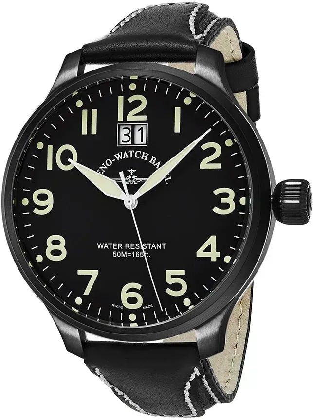 Super Oversized pilot watch with big date, black